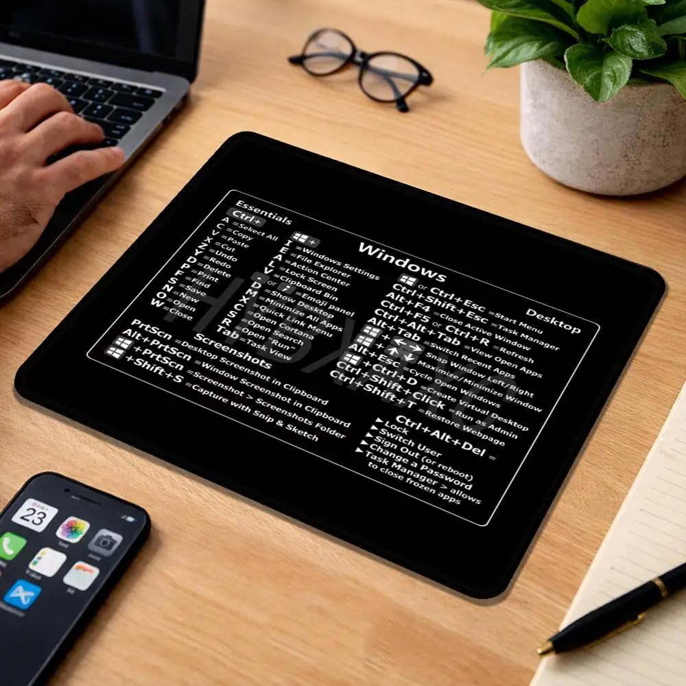 HYBXAXC Windows and Mac OS Shortcut Key Design Small Square Small Base Non-slip Stitched Edge for Office Computer Laptop Pads