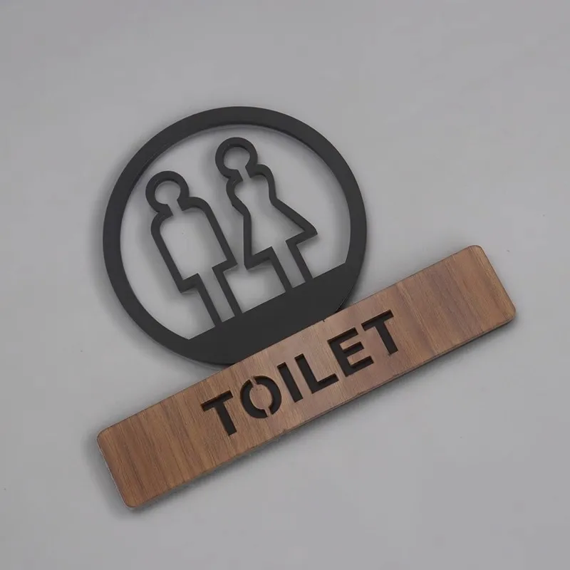 Hollow Out Restroom Signage Creative Door Sign Men\'s and Women\'s Bathroom Reminder Sign Wall Sticker Public Restroom Wc Signage