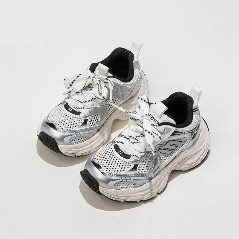 Summer Children Boys Girls Dad Shoes Kids Mesh Breathable Chunky Sneakers Double Layer Mesh Shoes and Single Layer Mesh Shoes