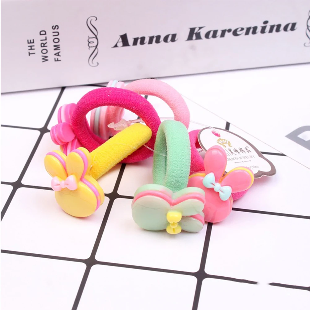 

20PCS Kids Elastic Stretch Ring Girl Ponytail Holder Girl Rabbit Tie Hair Tie Cartoon Hair Rope Safe Material Gifts