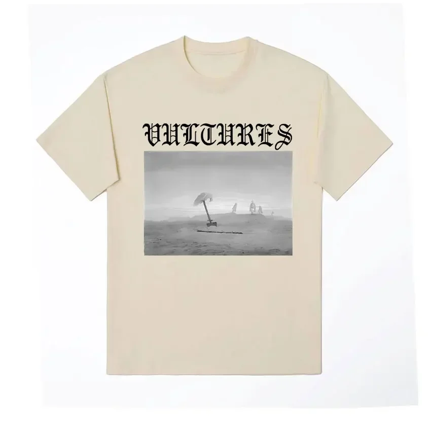 Loose T Shirt Kanye West Vultures New Song and Album Cover T Shirt Men Women Harajuku Gothic Hip Hop Punk Style Tees Streetwear