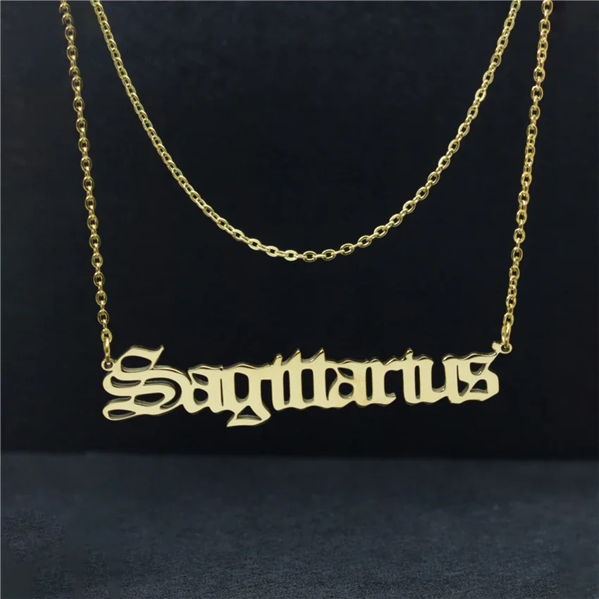 Gold Gothic Sagittarius Necklace For Women Pendants Choker Chain Stainless Steel Charms Astrological Zodiac Jewelry Collar BFF