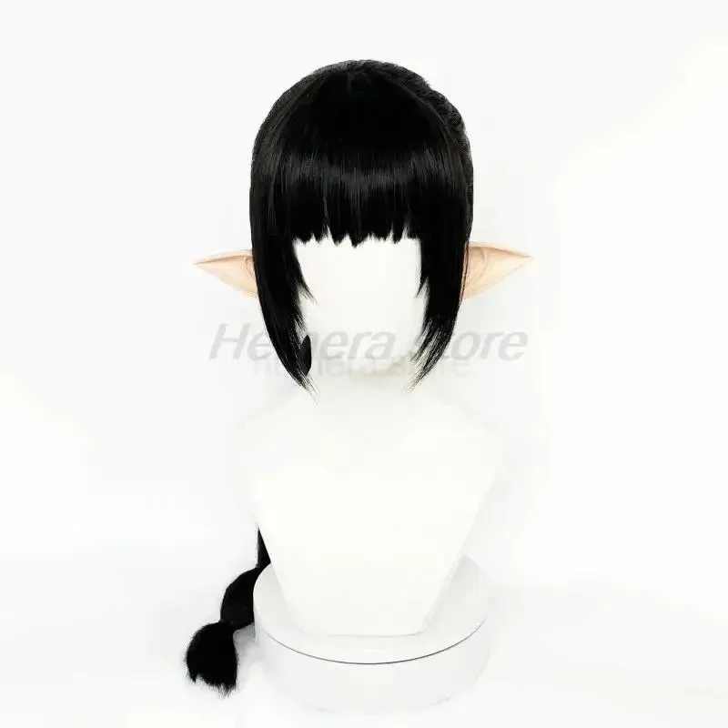 2025 جديد ShadowHeart شعر مستعار تأثيري لعبة Baldur's Gate3 طويل أسود مع آذان مقاومة للحرارة الشعر الاصطناعية هالوين شعر مستعار للحفلات ❤ ❤
