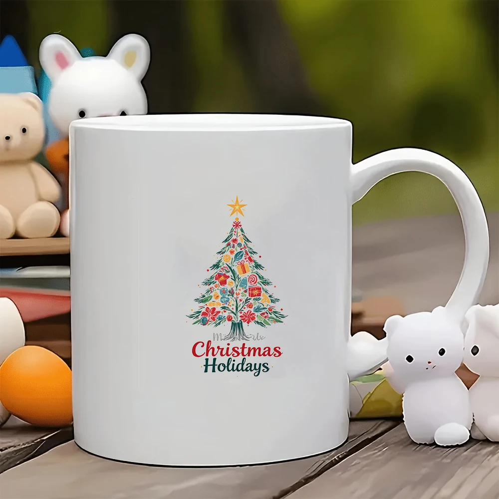 كوب سعة 11 أونصة + ملصق مرسوم يدويًا لشجرة عيد الميلاد - هدية عيد الميلاد للأطفال كوب عائلي للمكتب وديكور فنجان القهوة #1