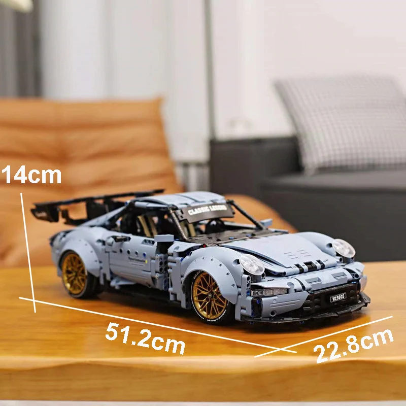 2258PCS Technical 911RWB Hella Flush Speed Sports Car Building Blocks RSR Racing Vehicle Bricks Toys Gifts For Boys Adult Blue