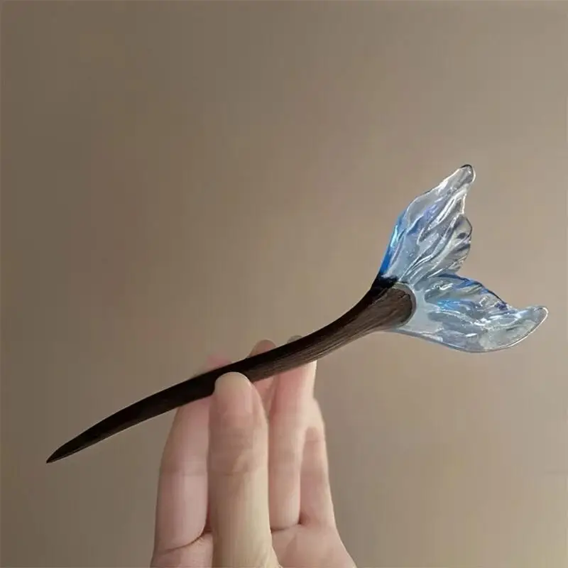 T21F Fashion Blue Fish Tail Hair Ornament Hairpiece Hair Decoration For Stylish Ladies Convenient Styling Accessorie