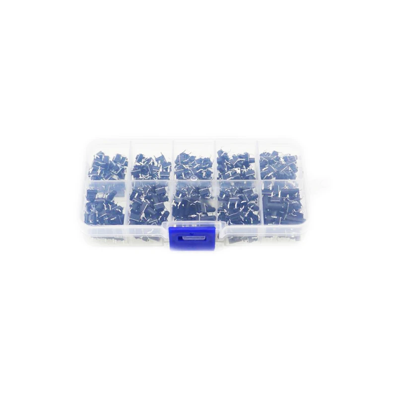 200Pcs 10 Models 6*6 Tact Switch Tactile Push Button Switch Kit Height: 4.3 To 13MM DIP 4P Micro Switch 6x6 Key Switch 10 Values