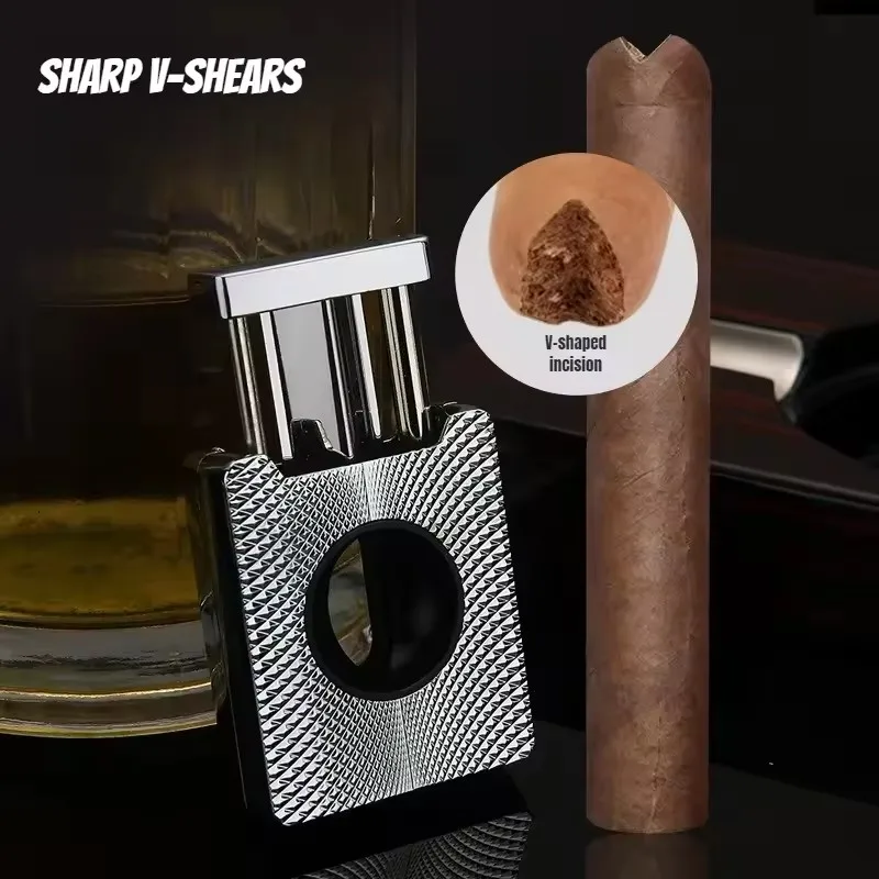 

Metal Single Cigar Scissors V‑Spring Effortless Sharp Cutting Home Office Cigar Enthusiasts Premium Elegant Gift