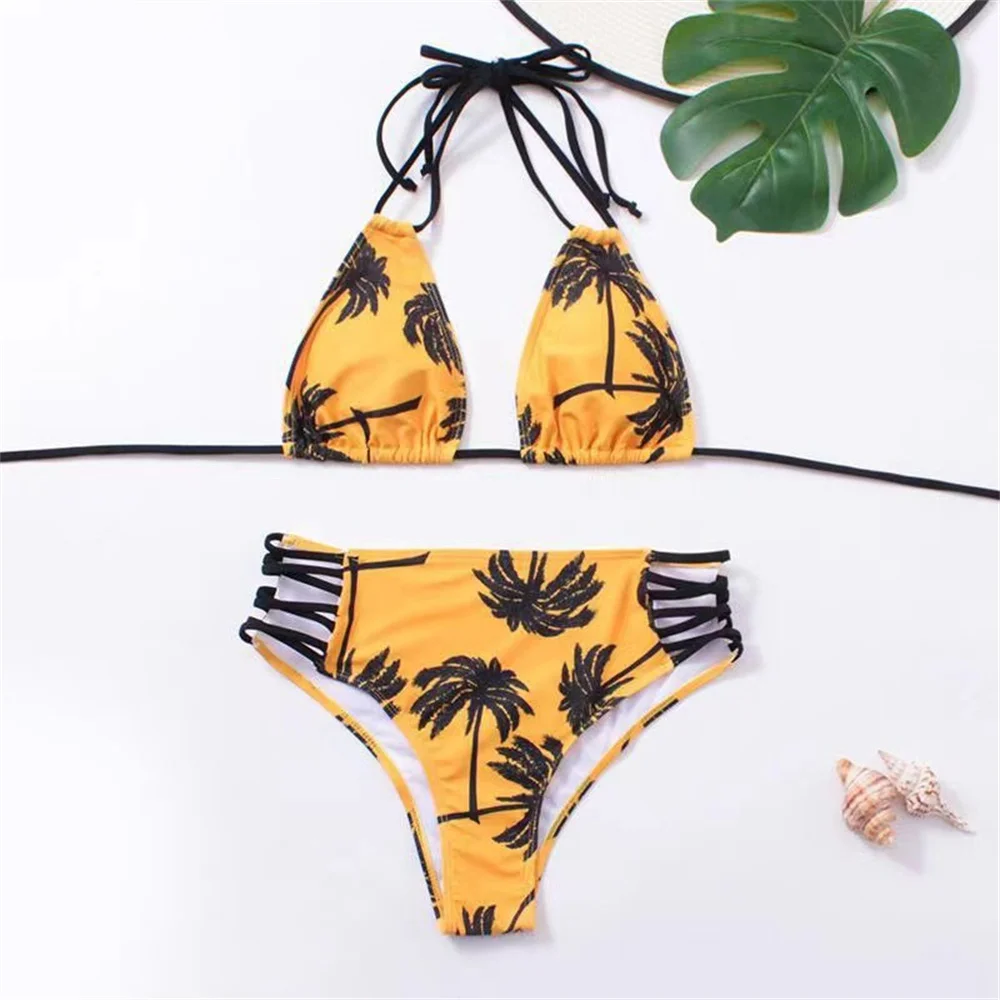 High Waist Bandage Swimsuit Micro String Extreme Bikini Tropical Print Push Up Backless Swimwear Women Brazil Beach Bathing Suit