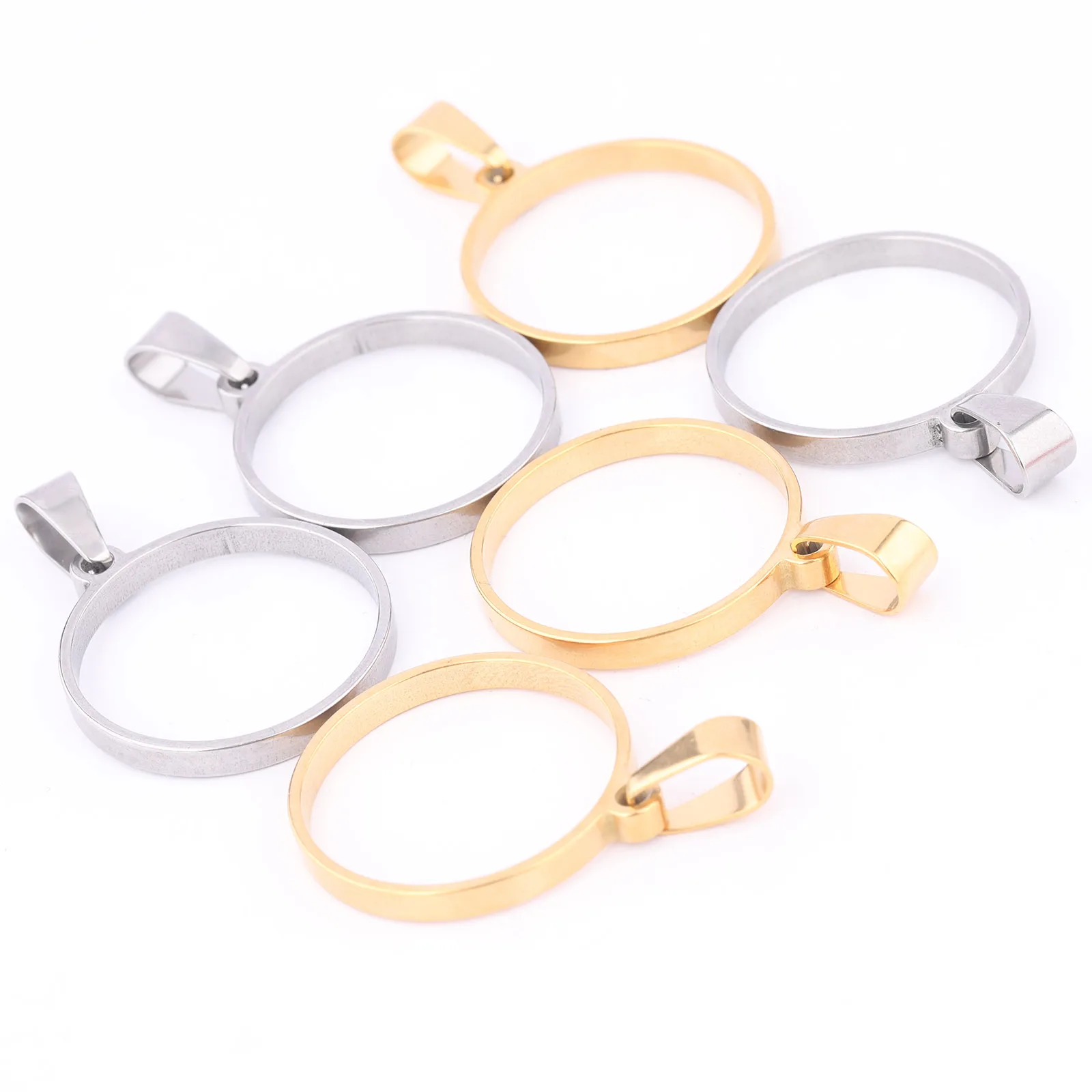 10 Stück 22 mm 25 mm runde offene Lünette Charm-Basisrohlinge Edelstahl hohle Anhängerrahmenfassungen für die Herstellung von Harzschmuck