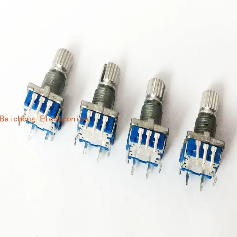 10PCS EC11 Encoder Car mounted 20 bit Pulse Potentiometer Volume Rotation Belt Press Down Switch Handle Length 15mm