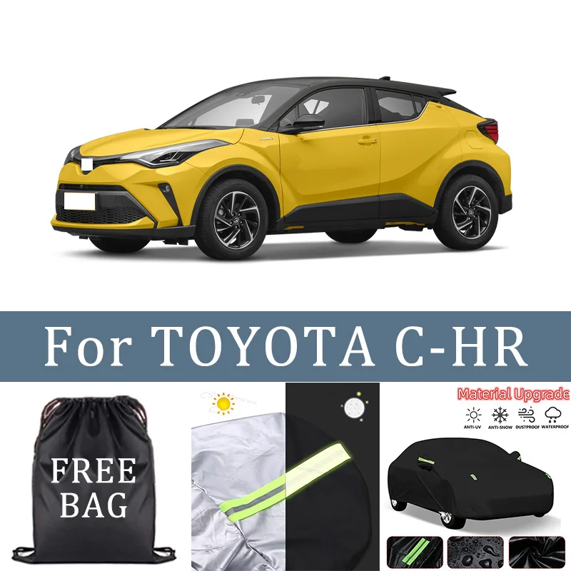 

Black Silvery Scratch-Resistant Car Cover - Dustproof & Sun-Resistant, Comprehensive Protection For TOYOTA C-HR Outdoor Parking