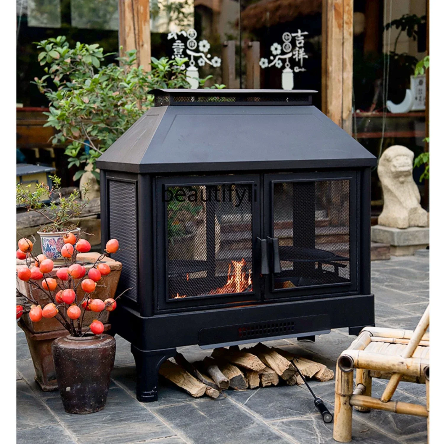 

Outdoor grill Household large grill Garden wood stove