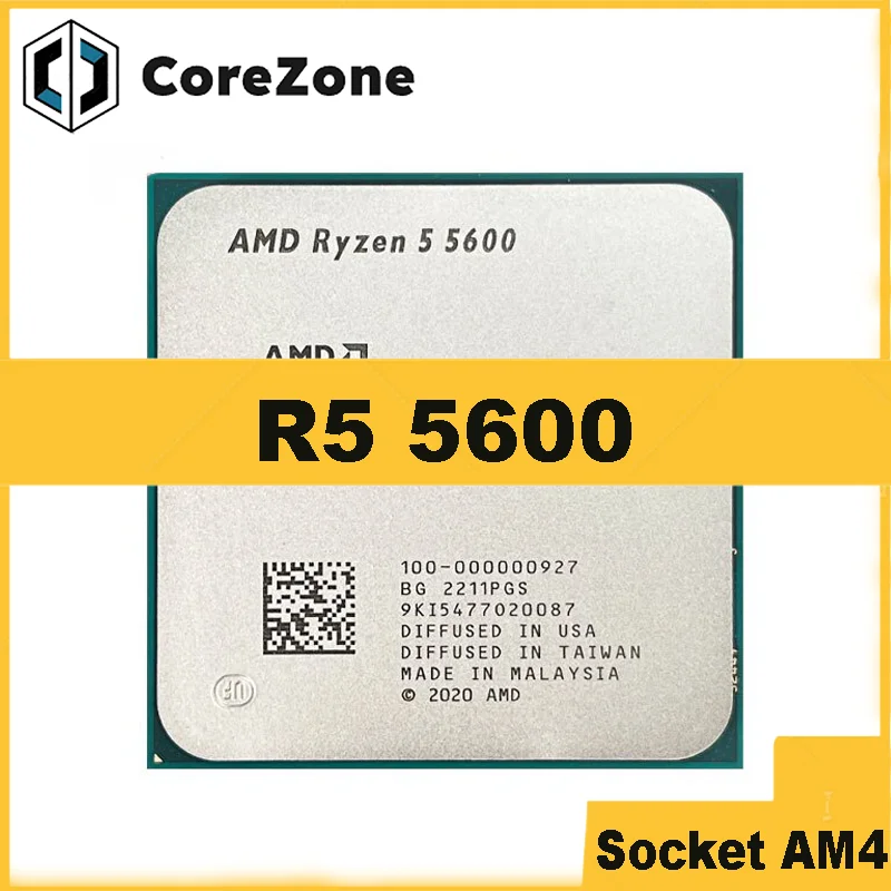 Ryzen 5 5600 R5 5600 3.5 GHz 6-Core 12-Thread CPU Processor 7NM L3=32M 100-000000927 Socket AM4