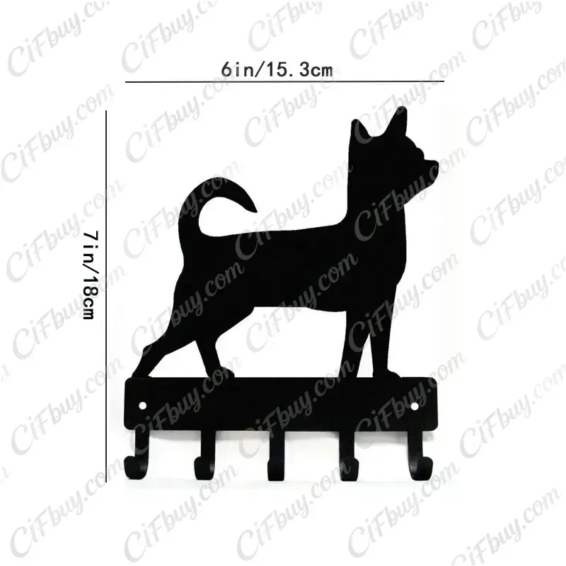 CIFBUY Chihuahua Dog Key Hooks Holder Iron Wall Decor Metal Art Hanging Ornament Rust Proof Indoor Entryway Gift Unique Plaque