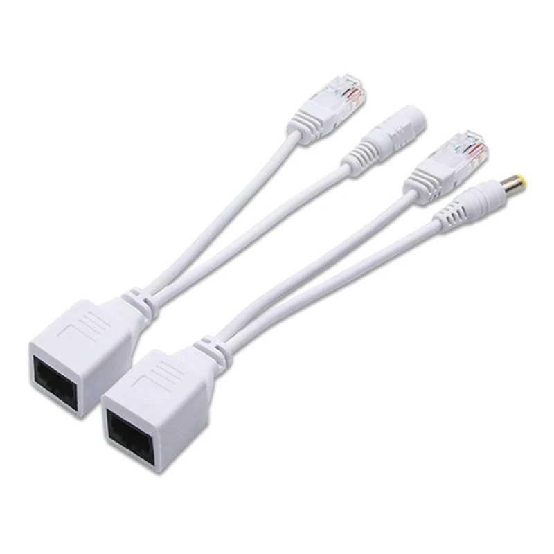 1 Pair Passive Power Over Ethernet RJ45 Adapter Set Injector & Splitter Adaptor Cable Cord for Efficient Camera Setsup