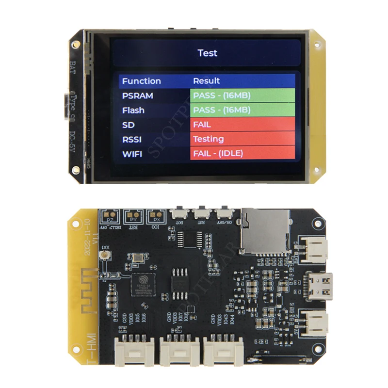 ESP32-S3 T-HMI2.8 นิ้วจอแสดงผลสัมผัสบอร์ดพัฒนาอินเทอร์เฟซ TypeC ST7789 หน้าจอ LCD WIFI/BT 5.0 16MbFlash/8MbPSRAM 240*320px