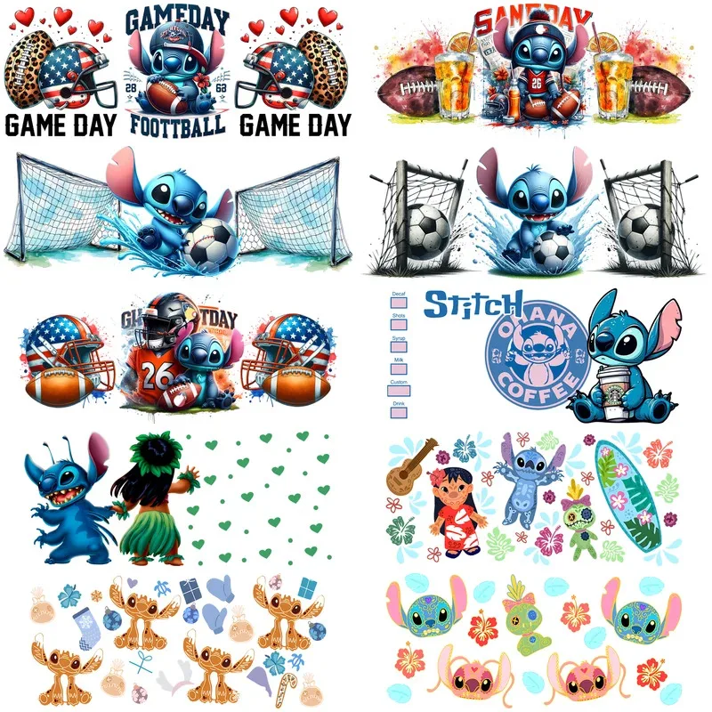 

Stitch cartoon Series easy peel waterproof DIY Decals 3D transfers uvdtf tumbler stickers 16oz uv dtf cup wraps for Glasses