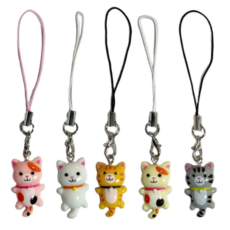 Lovely Cat Pendant Phone Chain Strap Kitten Charm Keychain Phone