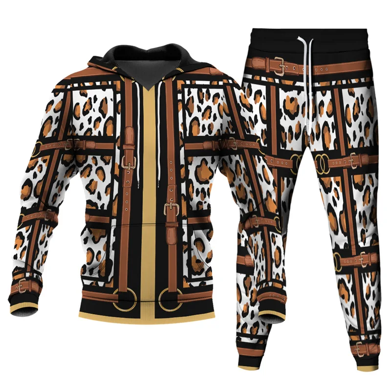 

Vintage Luxury Leopard Chain 3D Printed Hoodie+Pants 2Pcs Suits Men Women Casual Couple Sportswear Tracksuit Clothing Sets S-6XL