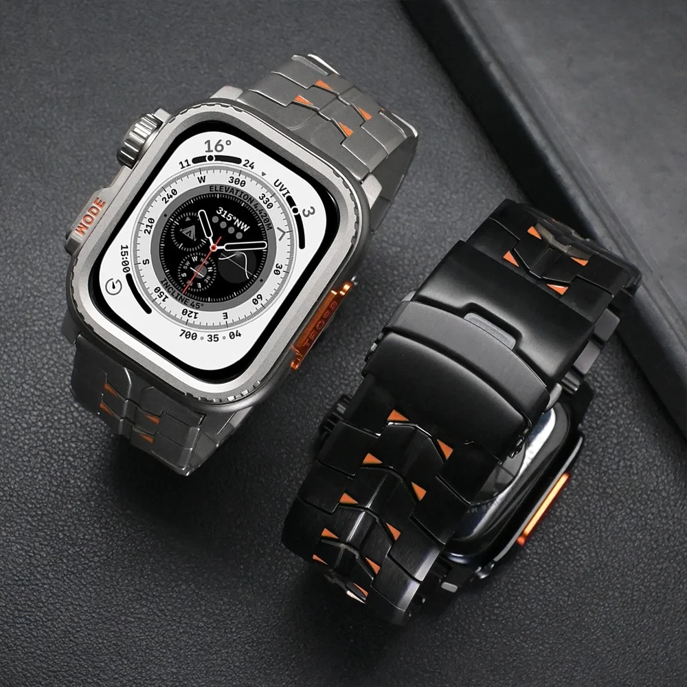 Cinturino in titanio da uomo per Apple Watch Ultra 2 49mm 10 46mm Bracciale business a sgancio rapido per iWatch Series9 8 7 6 5 Se 4 45mm 44mm