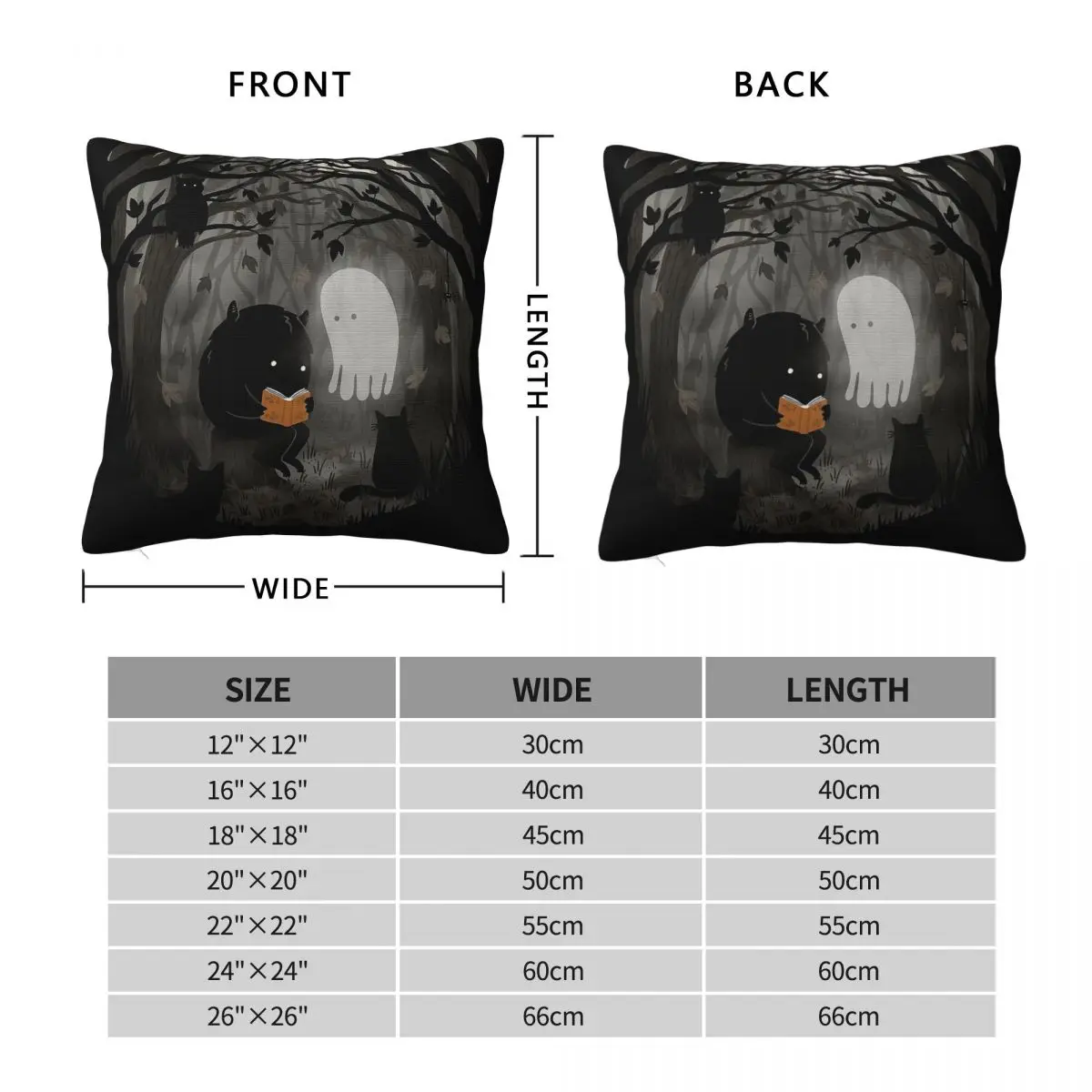 A Quiet Spooky Spot Book Reading Square Pillowcase Polyester Linen Velvet Creative Zip Decorative Sofa Cushion Cover