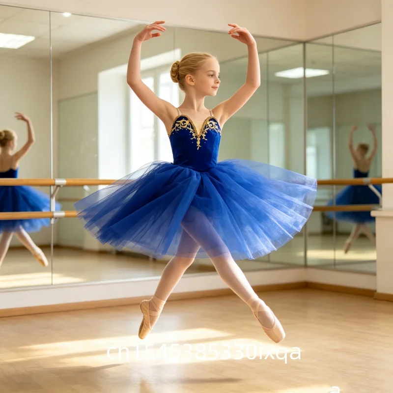 Kid's Group Long Tutu Skirts Professional Swan Lake Ballet Performance Costume Belly Dancewear Ballerina Skirt