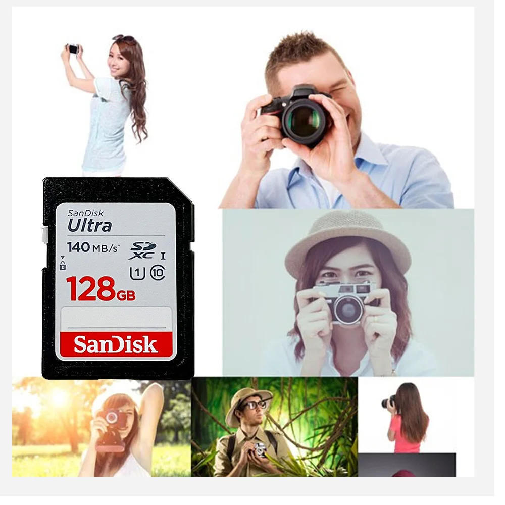 Карта SanDisk Ultra SDHC UHS-I и карта памяти SDXC 32 ГБ 64 ГБ 128 ГБ 256 ГБ Оригинальная SD-карта для камеры Флэш-карта до 150 МБ/с