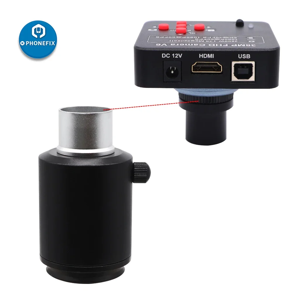 ��Lensa mata elektronik 25mm C Mount mikroskop adaptor 38mm mikroskop Stereo adaptor kamera untuk mikroskop CCD lensa kamera