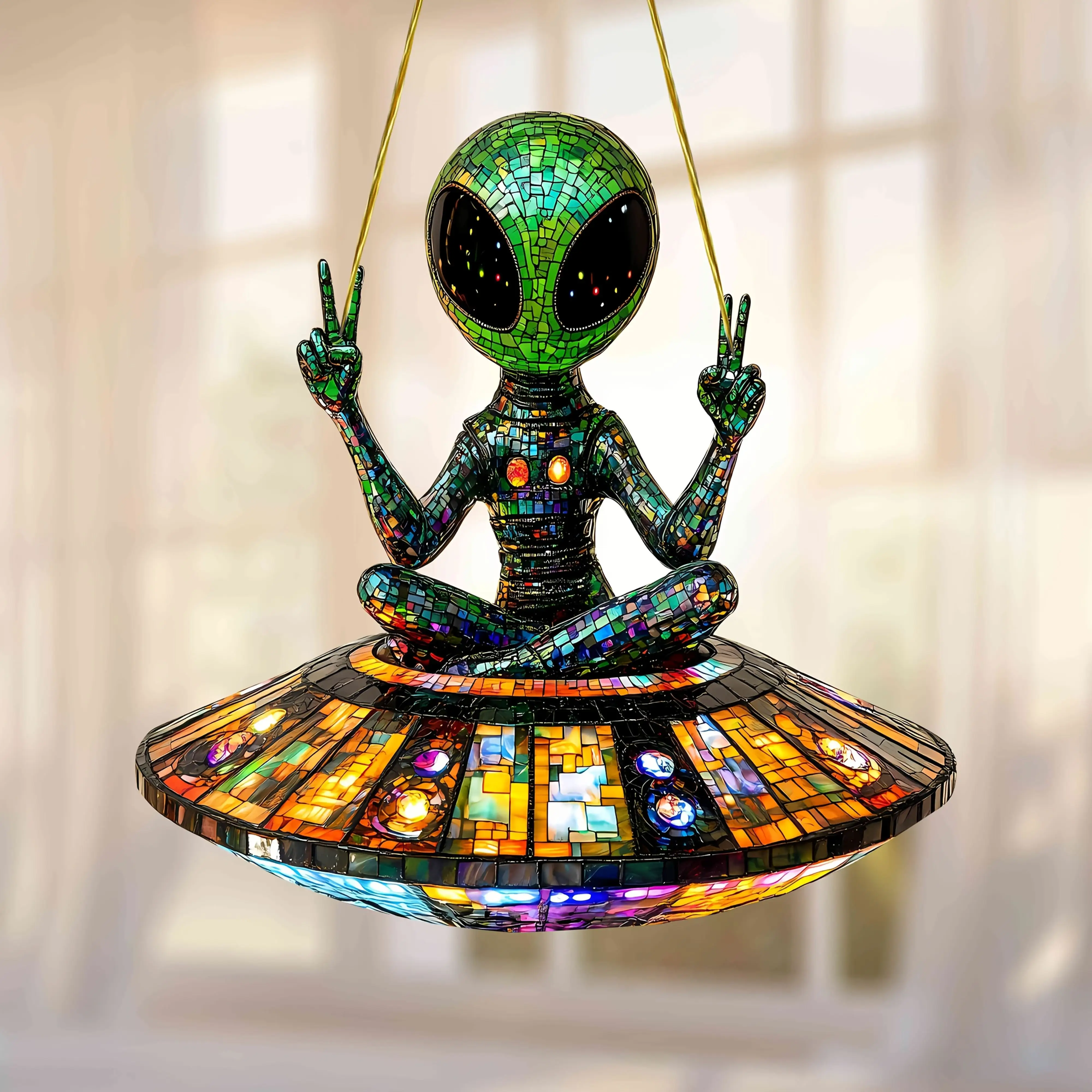 2D Flat Pendant/Bohemian Alien UFO Acrylic Sun Catcher