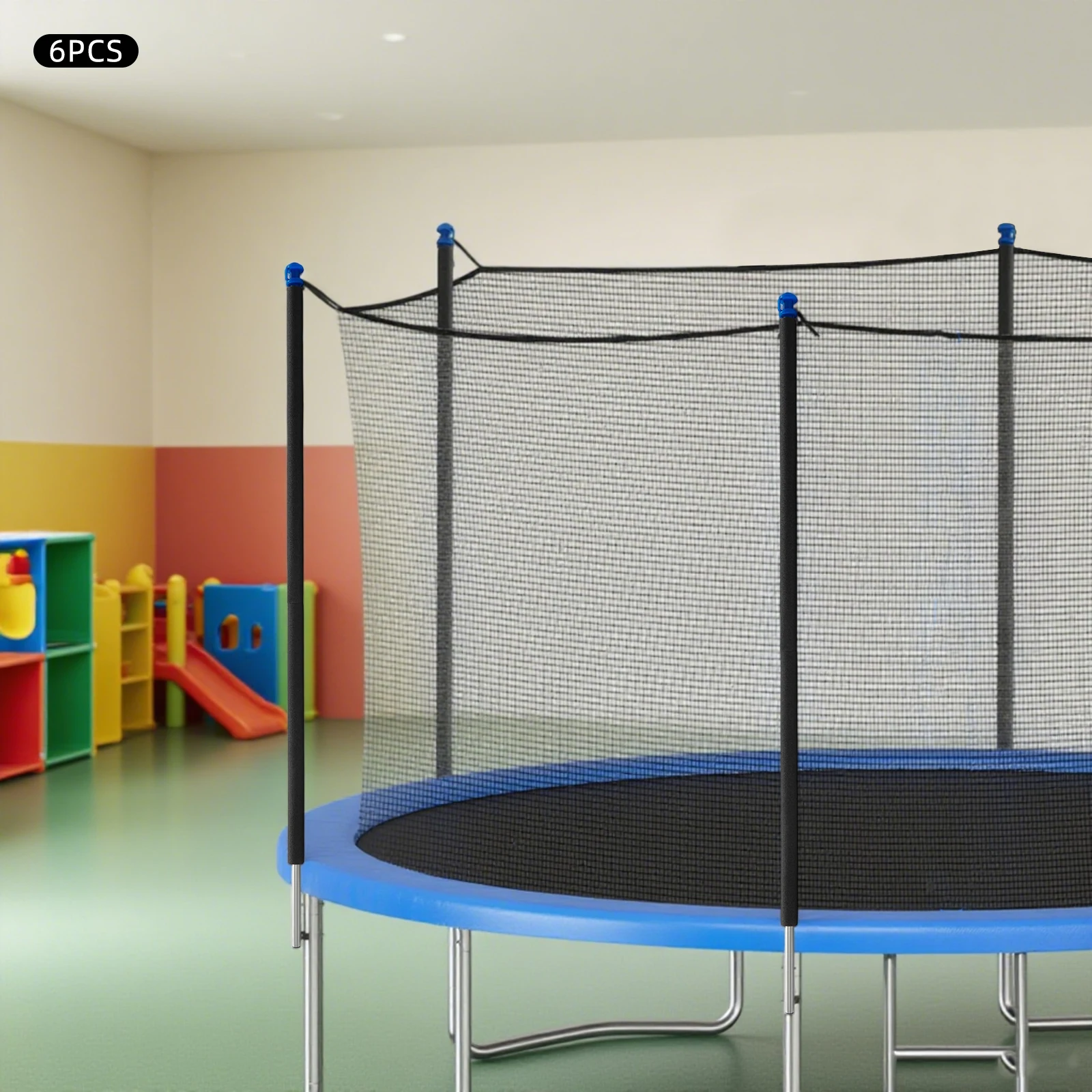 

6 Thick Galvanized Steel Pipes Covered with Black Foam Outdoor Product Support for All 6-bar Trampolines