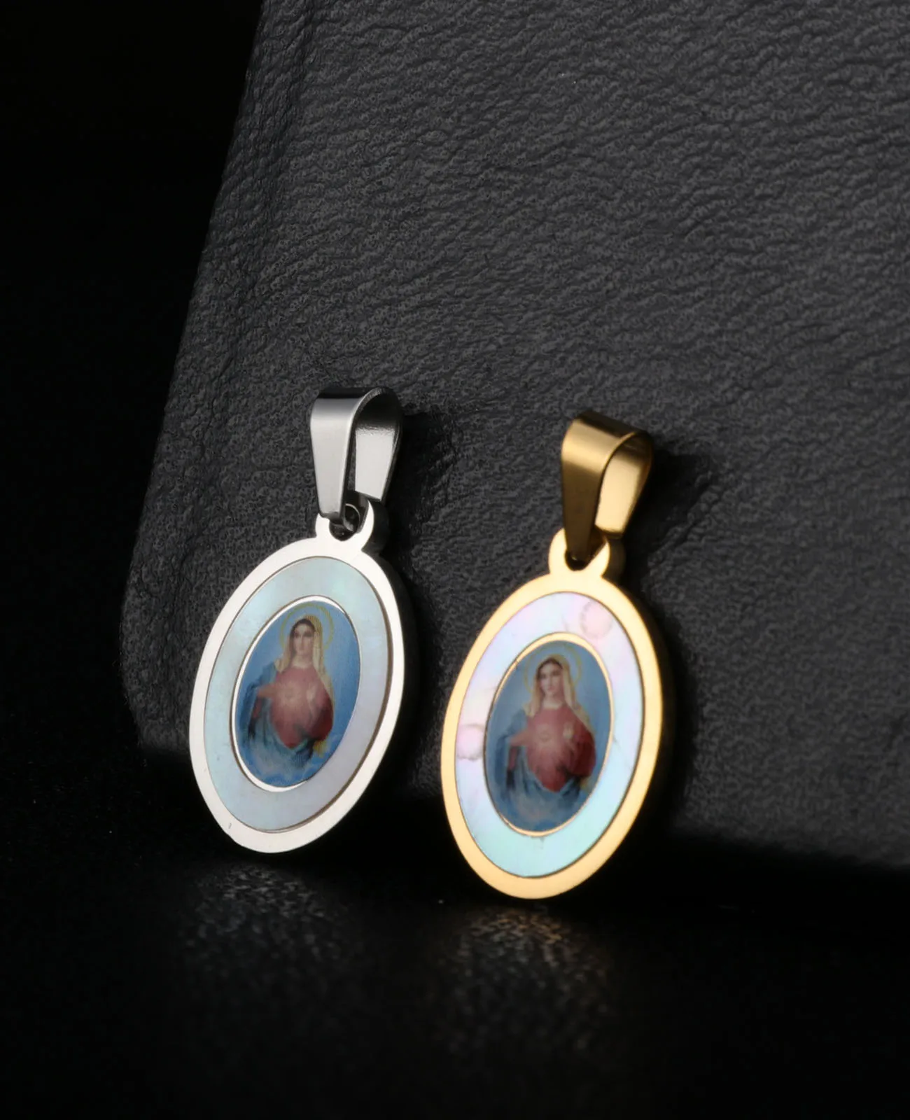 6 نمط أيقونة المقدسة القلب المقدس سانت مايكل سيدةنا قلادة 2 ألوان قذيفة من الفولاذ المقاوم للصدأ البيضاوي السحر عقد دي اي واي مجوهرات هدايا #3