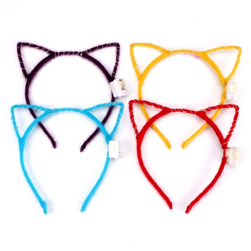 6 ชิ้น Led Glow Cat กระต่ายหู Horn Hairbands Light Up แฟลชแถบคาดศีรษะผู้หญิง LED Neon วันเกิด Carnival Party อุปกรณ์เสริม