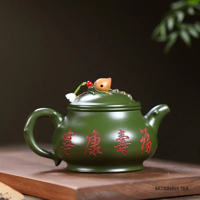 340ml Yixing Handmade Purple Clay Teapot Household Peach Tea Pot Beauty Tea Infuser Kettle Chinese Zisha Tea Set Accessories