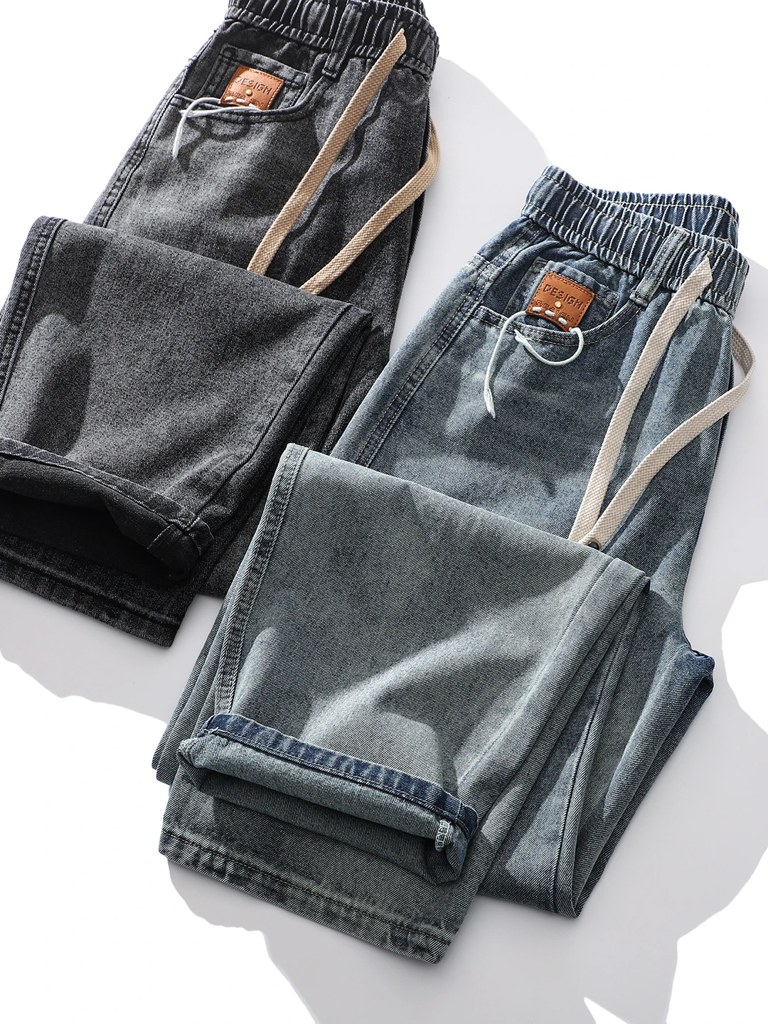 

Men's Casual Faionable Elastic Waist Straight Leg Jeans Spring Autumn New Sle Comfortable Breathable High Waist Zipper