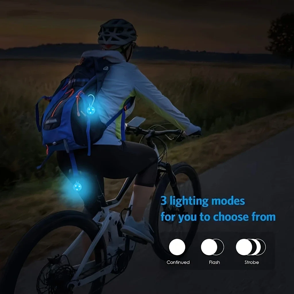 YANBIGUO 7 قطع من مصابيح أمان حقيبة الظهر LED - ألوان مختلطة، مصابيح تحذير للجري وركوب الدراجات أثناء الليل، حبل للتخييم في الهواء الطلق