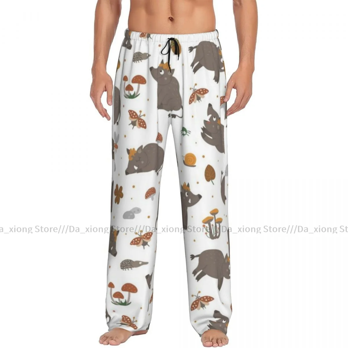 Men's Sleepwear Loose Sleep Pants Pajamas Funny Boars Long Lounge Bottoms Casual Homewear