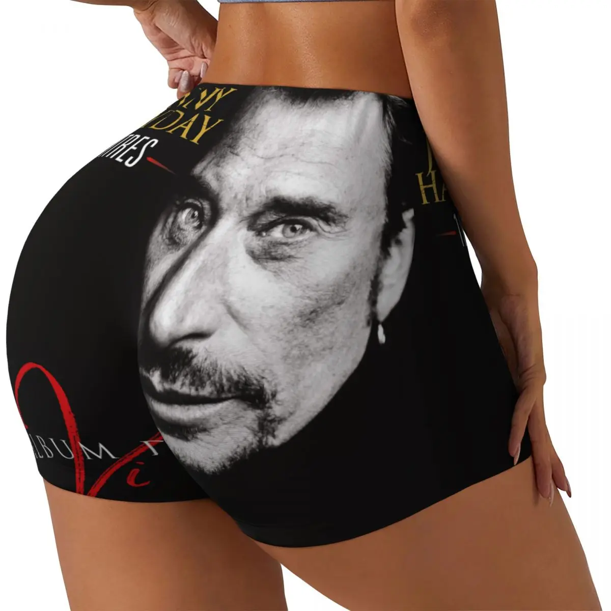 Benutzerdefinierte Johnny Hallyday Rock Running Volleyball Workout Shorts Damen Sänger Französisch Frankreich Athletic Gym Yoga Shorts