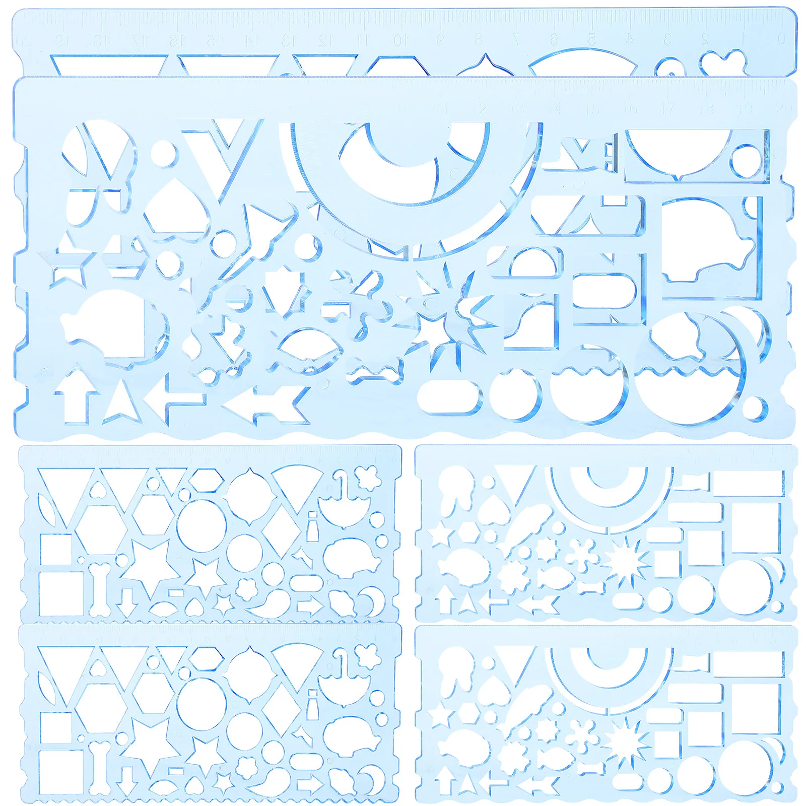 6 قطع من قوالب رسم الطلاب مساطر استنسل بلاستيكية أدوات هندسية متعددة الاستخدامات لصياغة العمارة واللوازم المدرسية