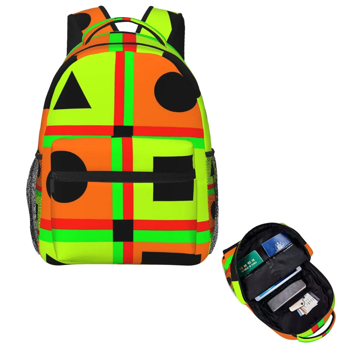 

Geometry Retro Style Design Student Backpack School Bag Hiking Travel Daypack for Men Women Fashion Bookbag Shoulder Bags
