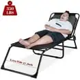 

Oversize Outdoor Chaise Lounge Sunbathing Chair Support 350Lbs Folding Sun Lounger For Beach Poolside Lawn