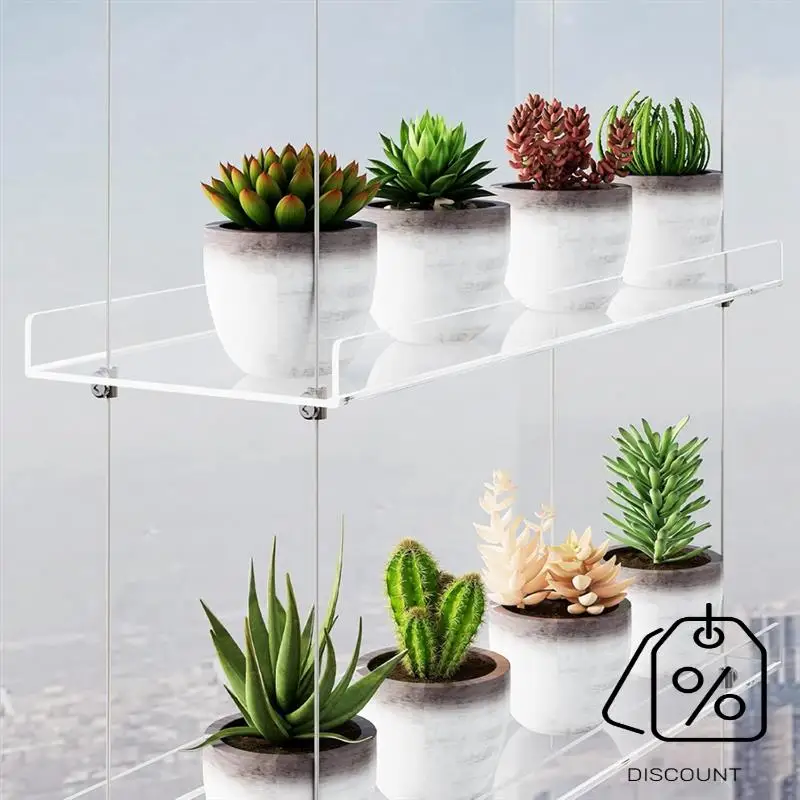 BAAG-3-estantes para plantas de ventana de 16 pulgadas, estante flotante colgante ajustable acrílico, extensor de alféizar de ventana para plantas de interior