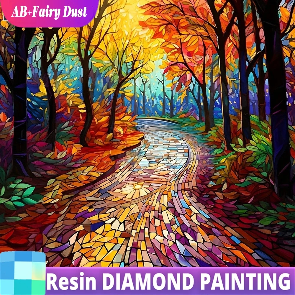Hars Fairy Dust AB Diamond Borduren Landschap Volledige Ronde Vierkante Diamanten Mozaïek Boom Complete Kit Gift Art Home Decoration