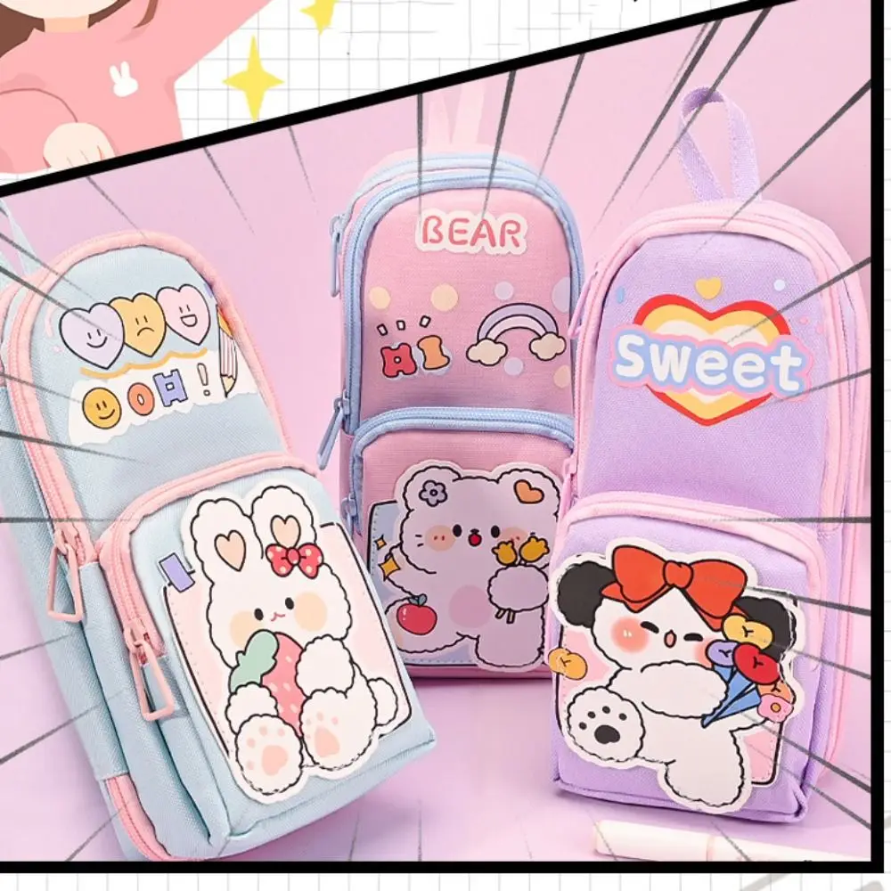 Pen Pouch Large Capacity Storage Stationery Box Cartoon Cute Pencil Case Multi-layer Creative Storage Bag Gift