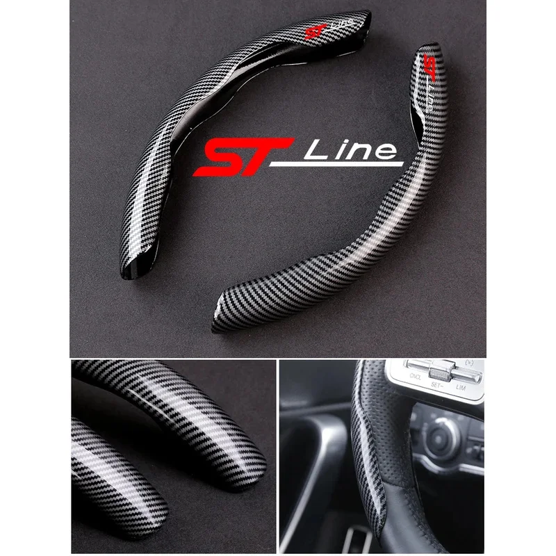 For Ford Focus Mondeo Explorer Edge Fiesta Kuga Fusion Ecosport Escape ST Wildtrak Car Carbon Fiber Texture Steering Wheel Cove