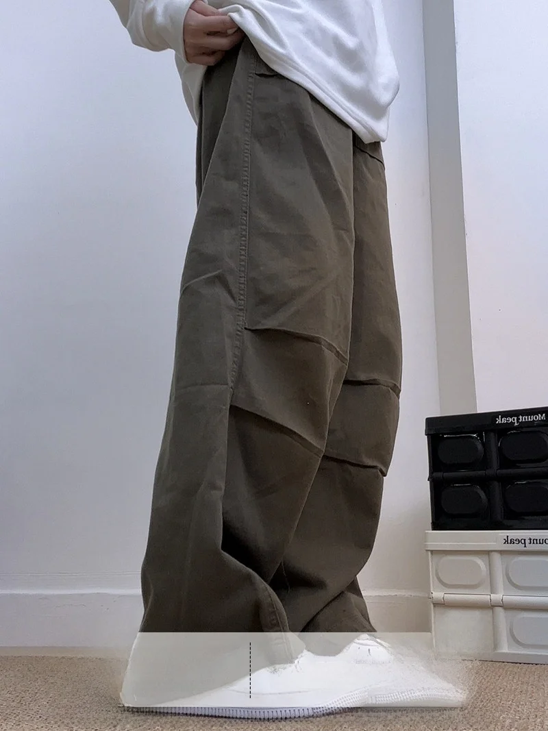 

Свободные американские рабочие брюки для женщин, прямые мотоциклетные брюки, повседневные длинные брюки в стиле джунгли, уличные брюки с завышенной талией