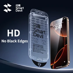 SmartDevil Dust-Free Cabin Screen Protector for iPhone Air 17Pro Max 16 15 Clear Tempered Glass Film Borderless Anti-fingerprint