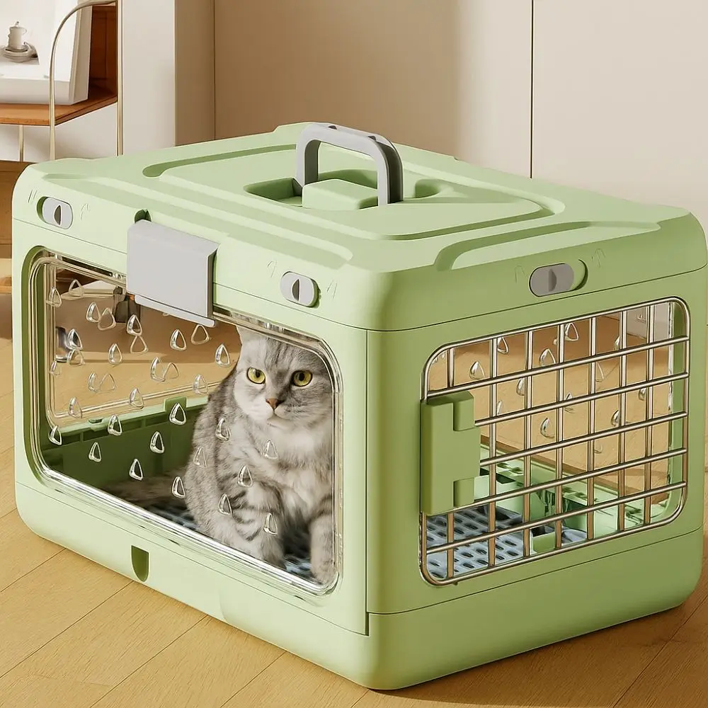 

Portable Collapsible Pet Carrier Box Plastic Breathable Cat Transport Box Thickening with Handle Dog Kennel Car Carrying