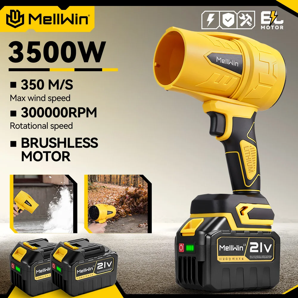 MELLWIN 300000RPM Brushless Electric Turbo Fan Blowers Jet 350M/S Handheld Leaf Blower Dust Blowing for Makita 18V Battery Pins