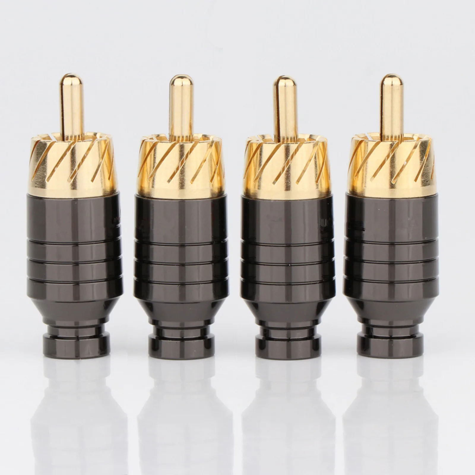 4Pcs/Set Copper RCA Plug Socket Welding Gold Plated Audio Video Adapter Connector Audio Signal Cable Terminals 5mm Max Wire